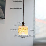 Wood LED Glass Pendant Light: Modern Nordic Adjustable Hanging Lamp