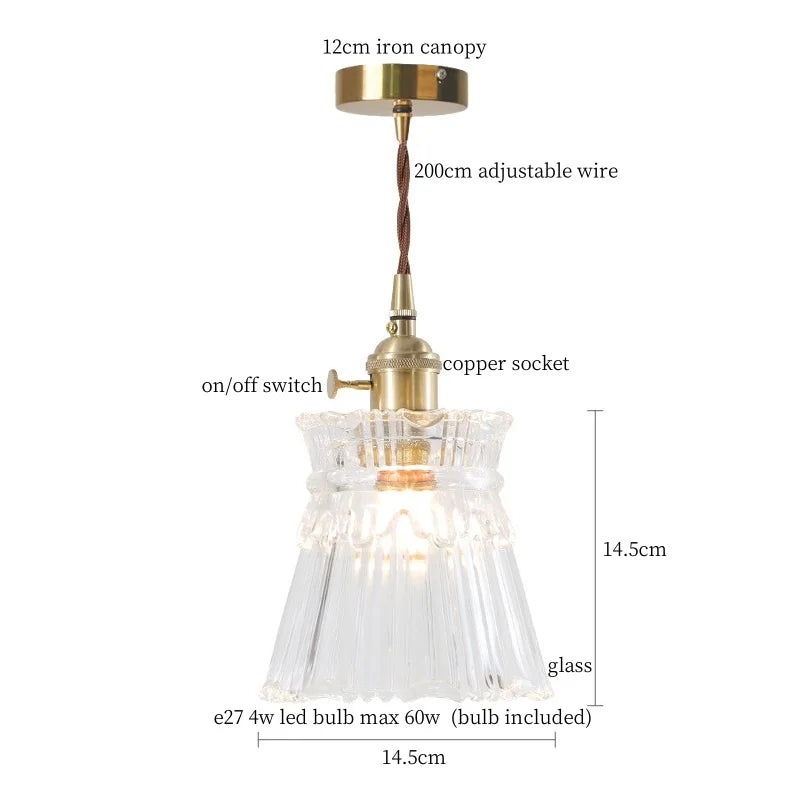 Nordic Style Copper Glass LED Pendant Lights for Living Dining Room