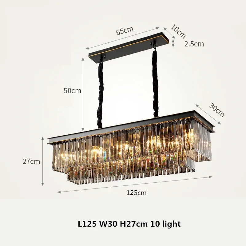 Gold Black Metal Crystal Pendant Lights Chain Hanging LED Suspension Lamp Fixtures