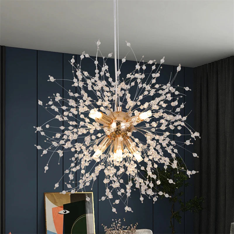 Dandelion Chandelier 8-Light Sputnik Pendant Light Gold/Silver Living Room Fixture