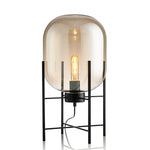 Nordic Smoky Gray Glass Table Lamp Postmodern Iron Desk Lamps for Living Room