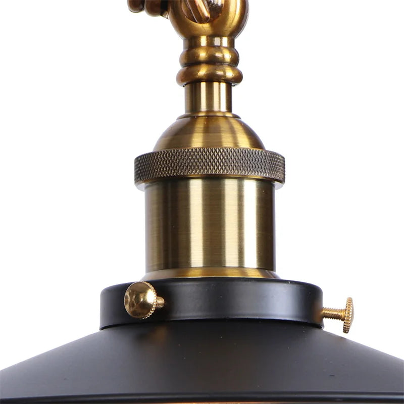 Black Iron LED Wall Light Fixture Industrial Vintage Adjustable Long Arm