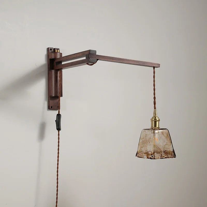 Modern LED Wall Lamp Wood Glass Nordic Bathroom Bedroom Living Room Light