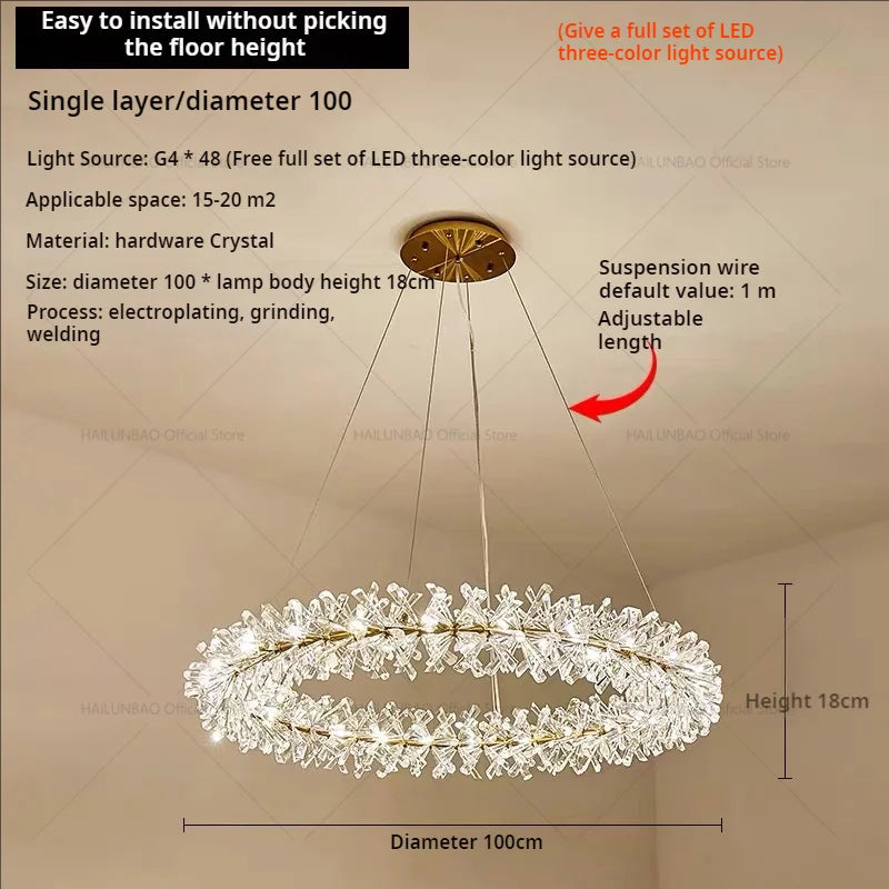 Crystal Chandelier for Living and Dining Room High-End Elegant Bedroom Lighting
