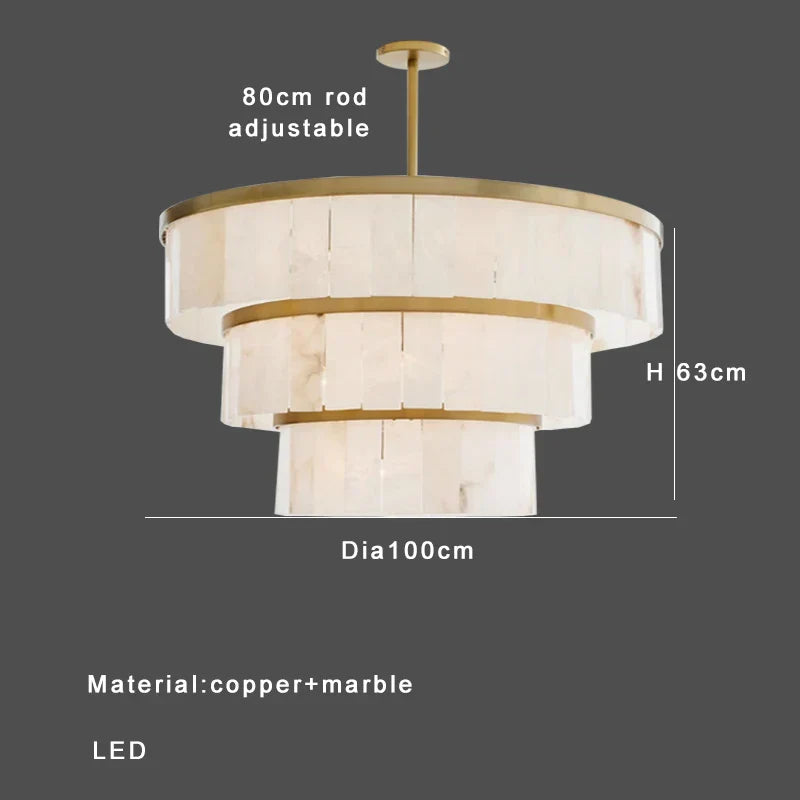 Round Marble Chandelier Ceiling Light Fixture for Kitchen Dining Room