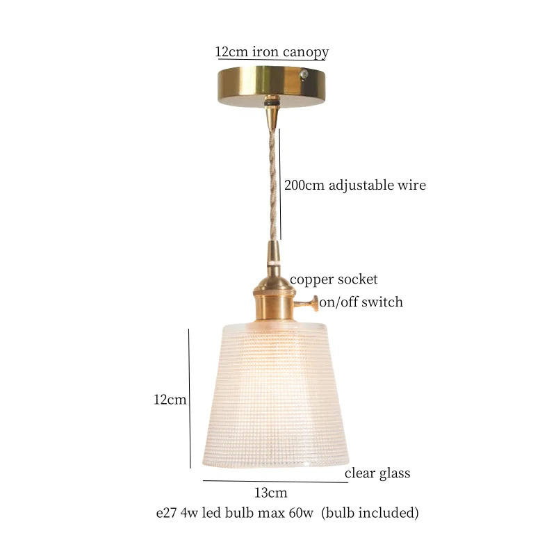 Afralia™ Green Brass Glass LED Pendant Light for Kitchen Cafe Bar Loft Decoration