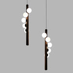 Burly Wood Walnut Glass Pendant Light for Living Room Bar Foyer