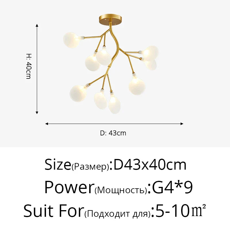Modern LED Chandelier - Luxurious Nordic Firefly Lamp for Home Indoor Lighting