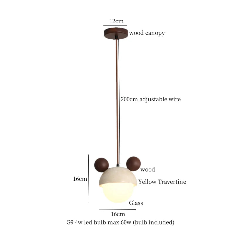 Afralia Yellow Travertine LED Pendant Lights for Kitchen Island Bedroom Dining Table