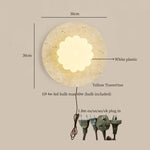 Afralia™ Modern Cotton LED Wall Lamp Pull Chain Switch Yellow Travertine Nordic Bedroom Living Room