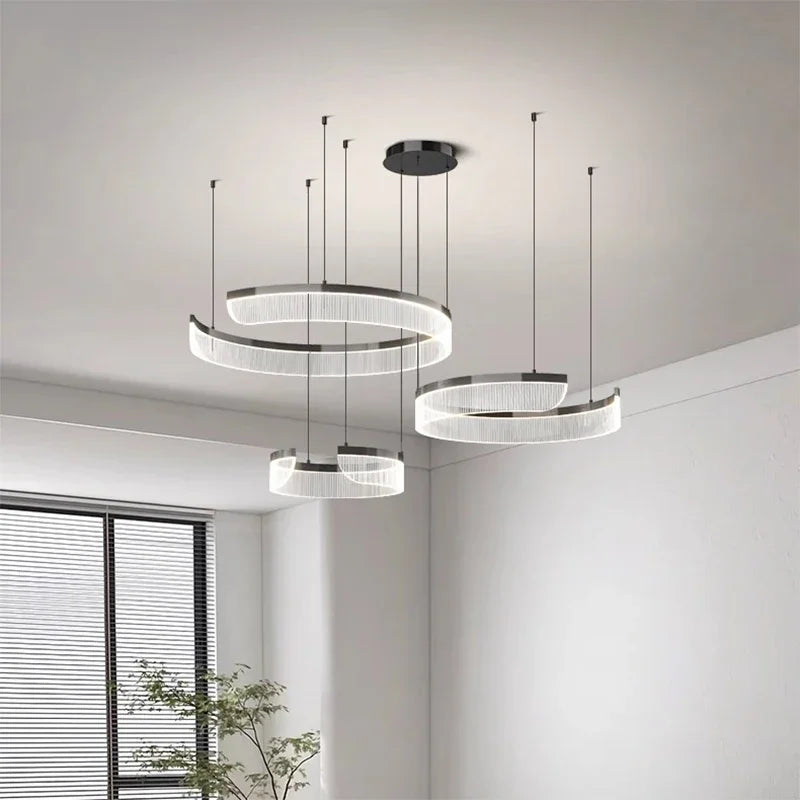 Modern Acrylic LED Semicircle Pendant Light Chandelier for Living Room and Bedroom