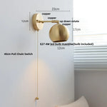 Copper Wall Light with Pull Chain Switch, Modern Nordic Design