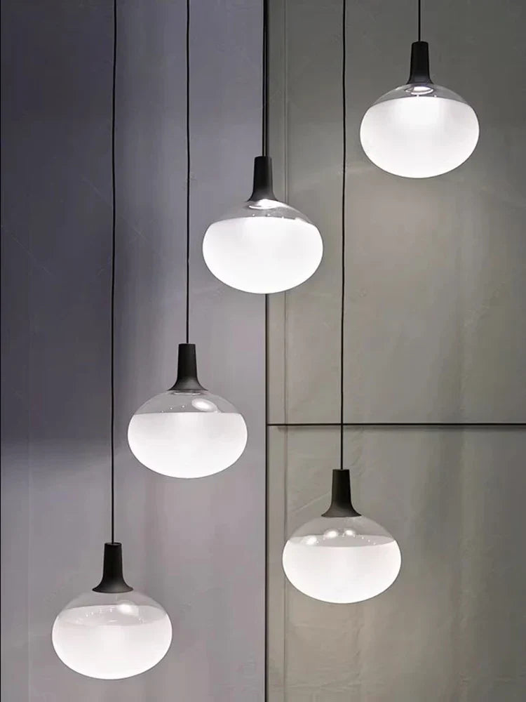 White Glass Chandelier Lighting Hanging Lamp for Dinning Room Staircase
