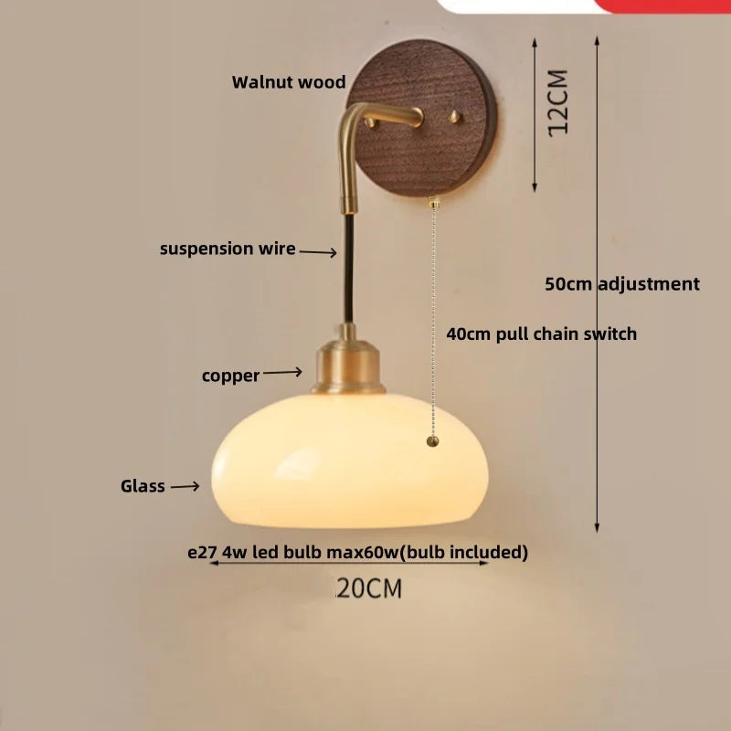 Walnut Wood LED Wall Lamp: Modern Nordic Resin Bathroom Mirror Stair Light