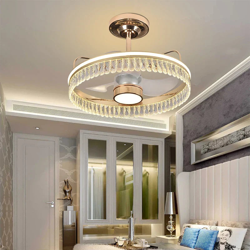 Black Gold LED Ceiling Fan Chandelier: Luxury Nordic Modern Design