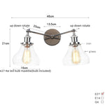 2 Head LED Wall Lamps Iron Glass Bedroom Stair Light Fixtures