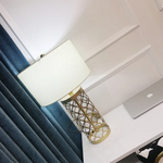 Gold Bird Cage Iron Desk Lamp: Minimalist European Iron Art Grid Table Light