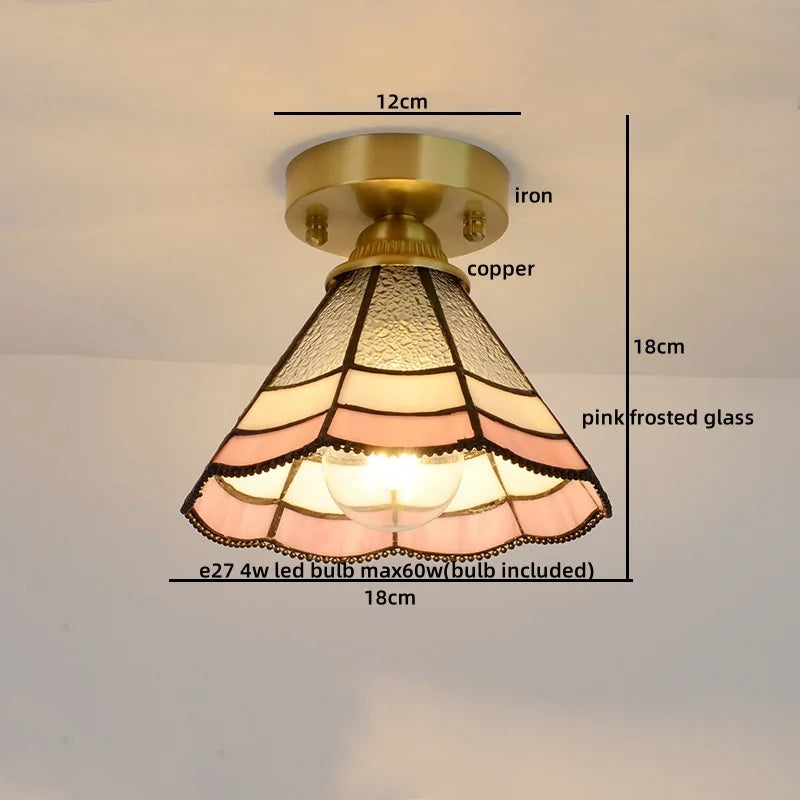 Glass Copper LED Ceiling Light - Nordic Home Lighting Fixture