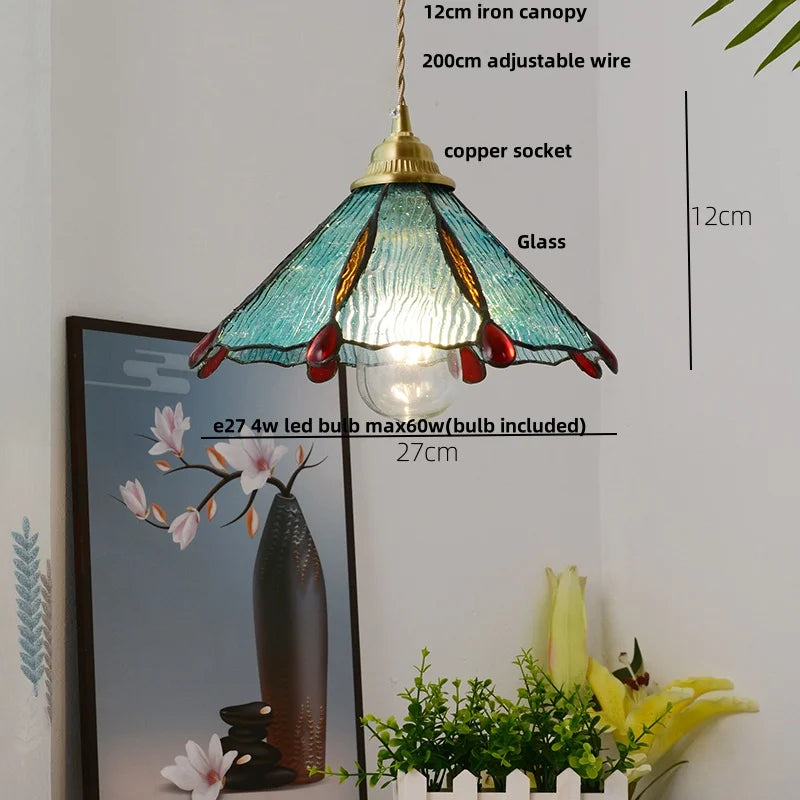 Afralia™ Blue Glass LED Pendant Lamp: Nordic Modern Hanging Light.