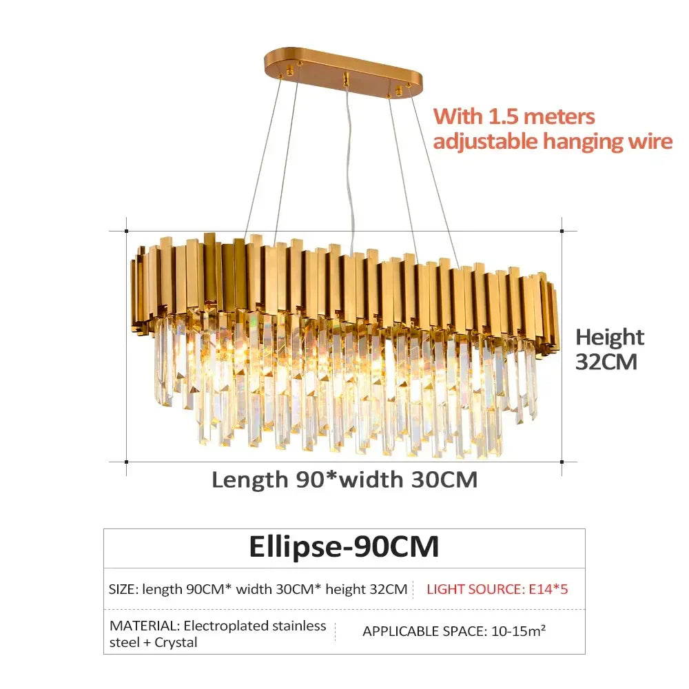 Gold Black Crystal Chandeliers LED Ceiling Light for Luxe Living & Hospitality