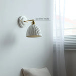 Ceramic Wall Sconce with Copper Arm | Pull Chain Switch LED Bedroom Lamp