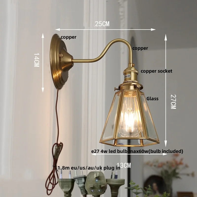 Blue Flower Glass LED Wall Sconce Vintage Style Stair Lights