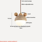 LED Wood Pendant Light Fixture Wabi Sabi Hang Lamp for Living Room