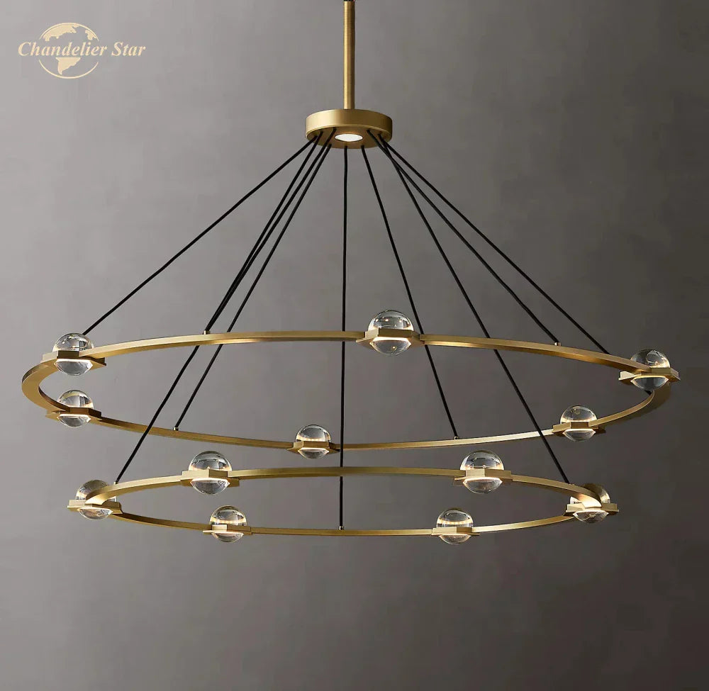 Éclatant Two-Tier Round Crystal Chandelier for Living & Dining Room