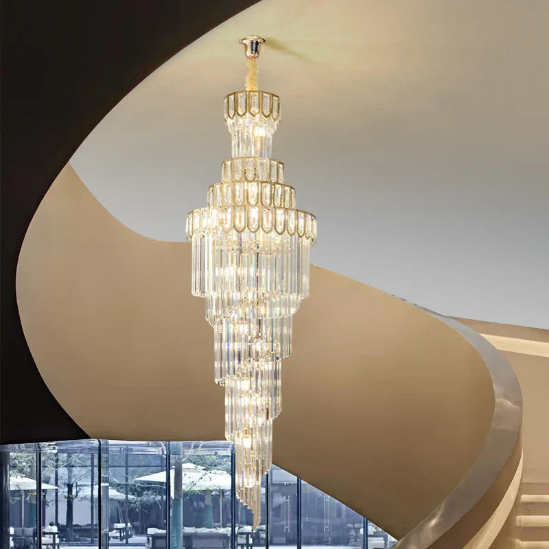 Light Luxury Rotating Crystal Chandelier for Villa Living Room