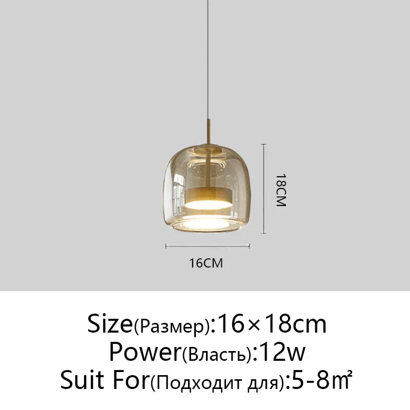 Glass Pendant Light: Nordic LED Hanging Lamp for Dining Room, Bedroom, Modern Decor