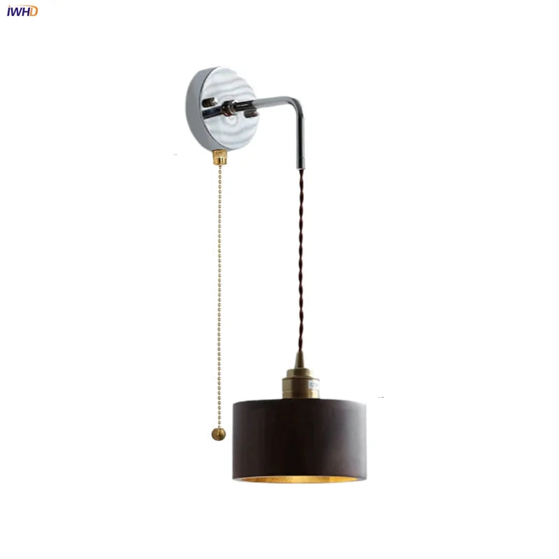 Walnut Ash LED Wall Sconce Adjustable Japanese Style Stair Light Fixtures