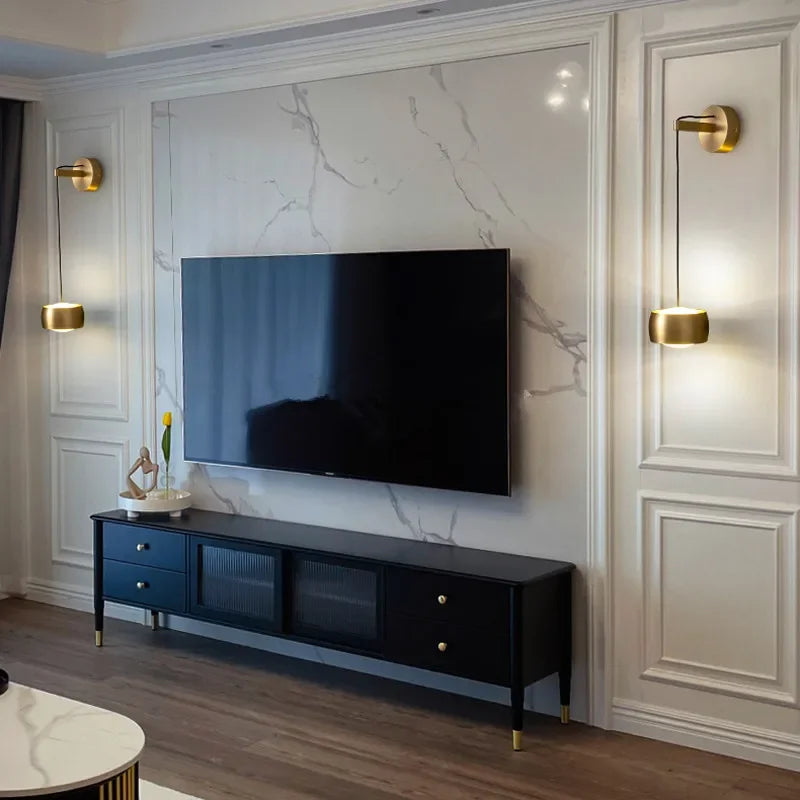 Copper Adjustable Wall Lamp for Bedroom LED Reading Light