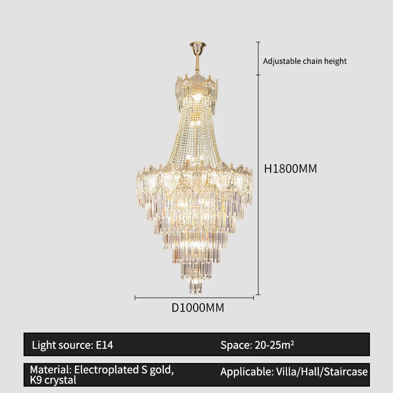 Elegant Simple Staircase Chandelier LED Livingroom Villa Creative Hotel Lighting