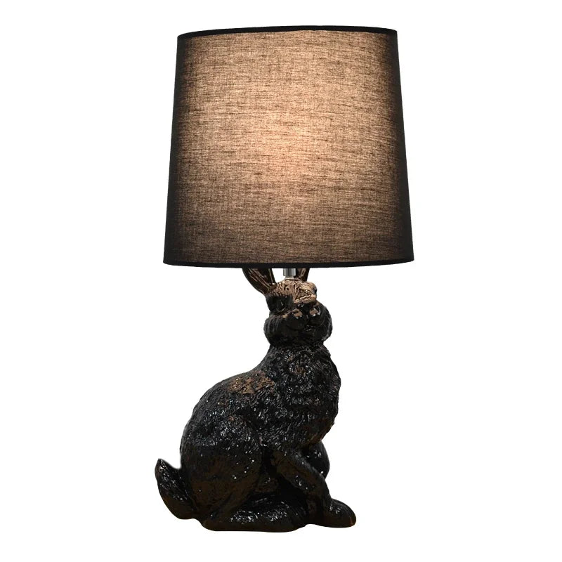 Rabbit LED Table Lamp Modern Nordic Design Resin Industrial Decor for Bedroom