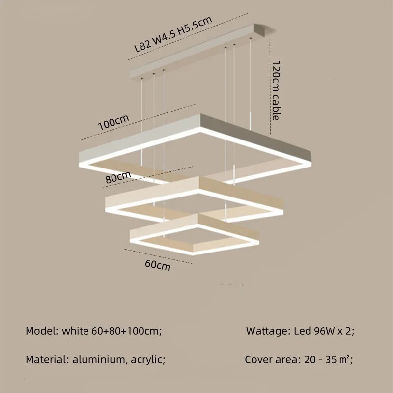 Modern Straight Pendant LED Light - Minimalist Painted Aluminium Chandelier