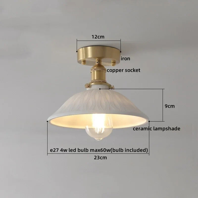 Ceramic LED Ceiling Light Modern White Porch Balcony Luminaria