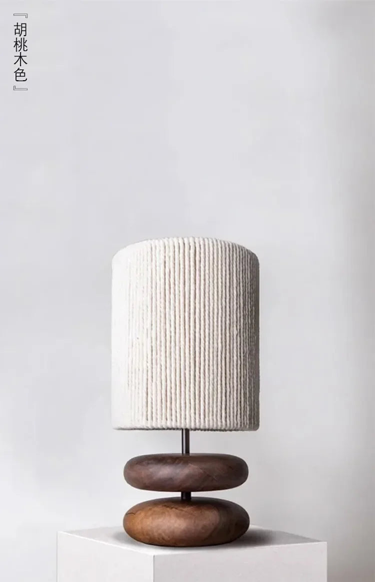 Walnut Wood Color Bedside Table Lamp - Solid Wood Living Room Study Retro Square Lamp