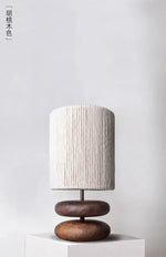 Walnut Wood Color Bedside Table Lamp - Solid Wood Living Room Study Retro Square Lamp
