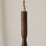 LED Adjustable Pendant Light Fixture Amber Glass Walnut Wood Bar Hanging Lamp