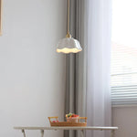White Ceramic LED Pendant Lamp, Nordic Modern Hanging Light with Adjustable Copper Socket