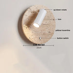 LED Wall Light Fixtures Bedroom Modern Button Switch Yellow Travertine White Iron Bedside Lamp