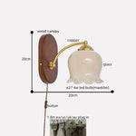 LED Japanese Style Wall Lights Copper Wood Bedside Lamp for Home Bedroom