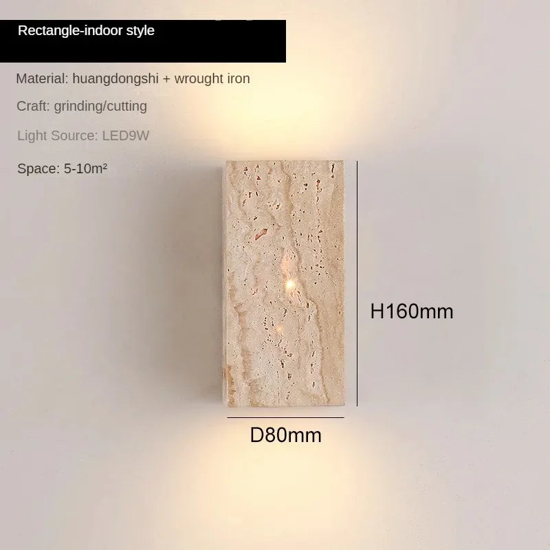 Retro Stone Wall Lamp: Japandi Long Sconces for Cozy Living Spaces