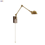 Walnut Copper Swing Arm LED Wall Light Fixture for Nodic Home Decor