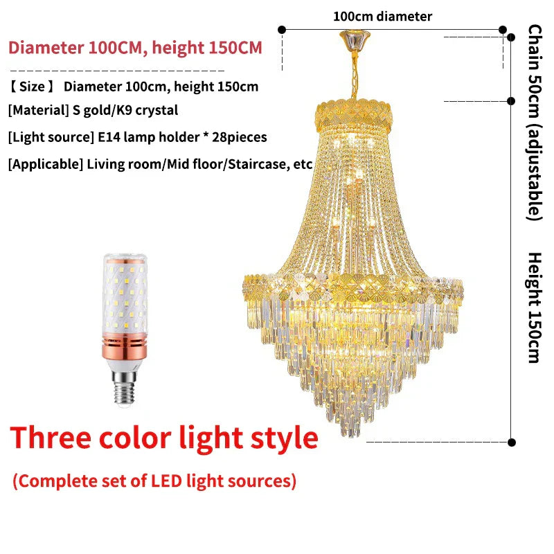 Crystal Chandelier for Duplex & Villa Living Rooms