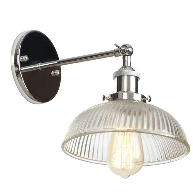 Silver Rural LED Wall Sconce Clear Glass Industrial Art Loft Stair Light