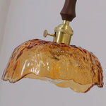 Green Glass Walnut Wood LED Pendant Light, Nordic Modern Hanging Lamp