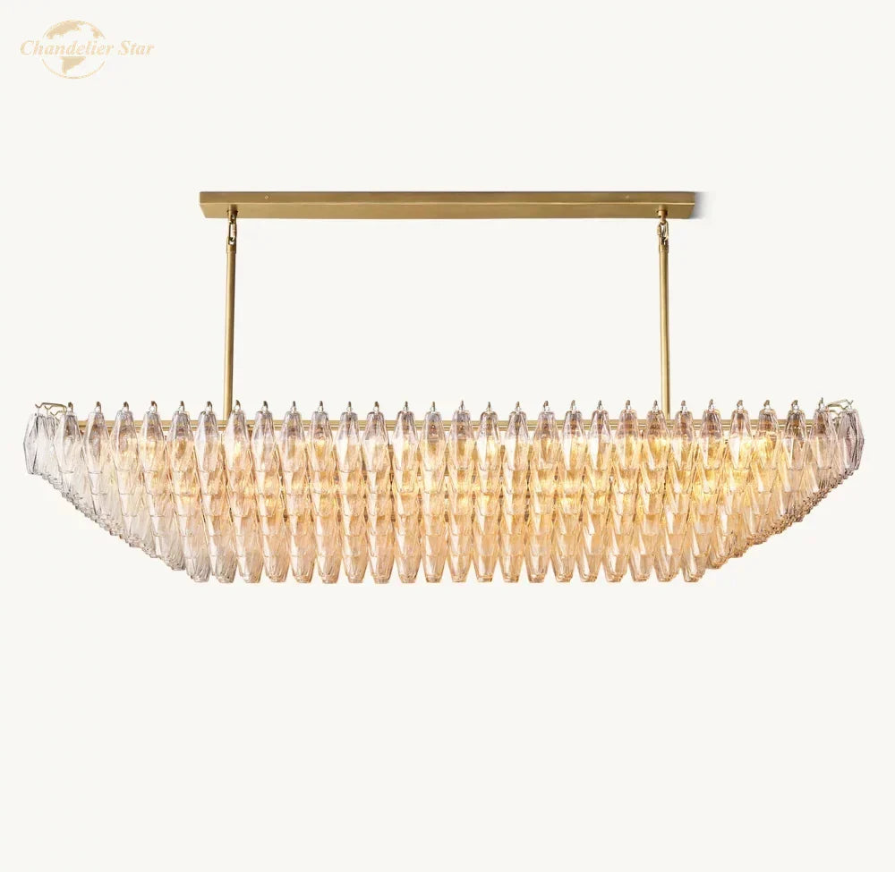 Clear Glass Tiered Rectangle Chandelier Pendant Light
