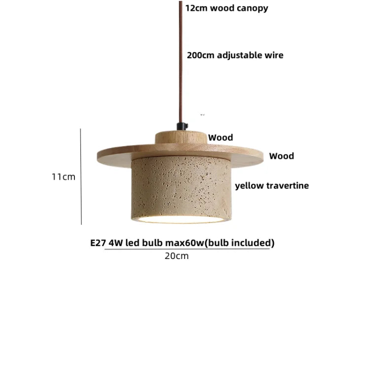 Yellow Travertine Stone Pendant Lights LED Modern Hanging Lamp - Nordic Design