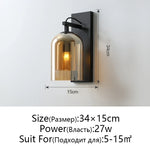 Nordic Double Glass Wall Lamp: Modern LED E27 Bedside Reading Wall Lamp